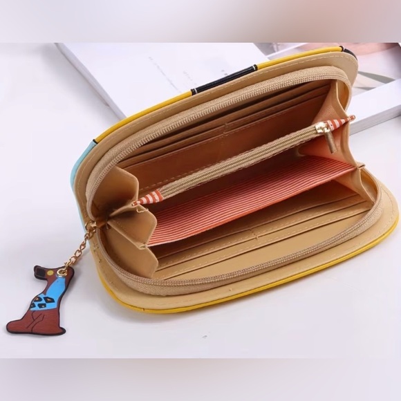 New Dachshund Yellow and Blue Wallet - Picture 2 of 3